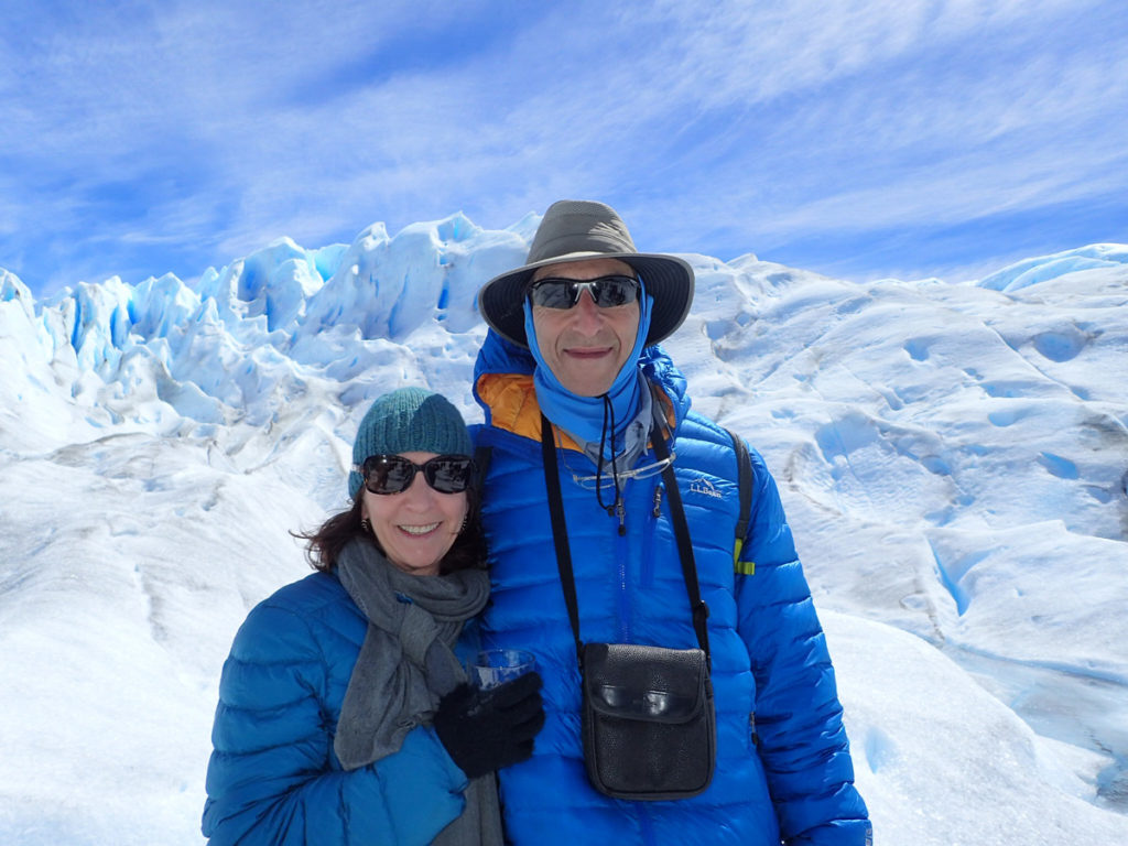 Color coordinating outfits with the glaciers in Patagonia (2018)